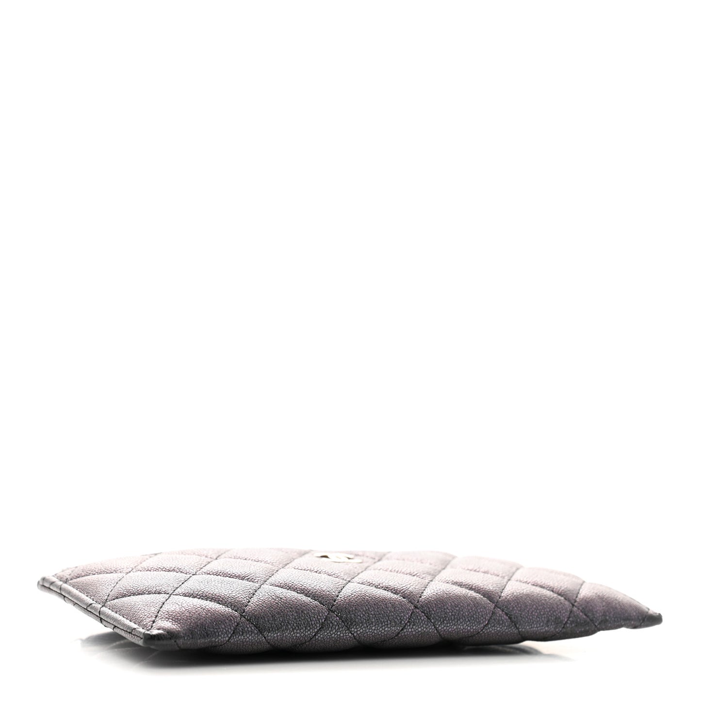 Iridescent Caviar Quilted Classic Zip Pouch Black