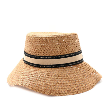 Christian Dior Straw Embroidered D-Bobby Large Brim Hat 57 Natural 6 of 8