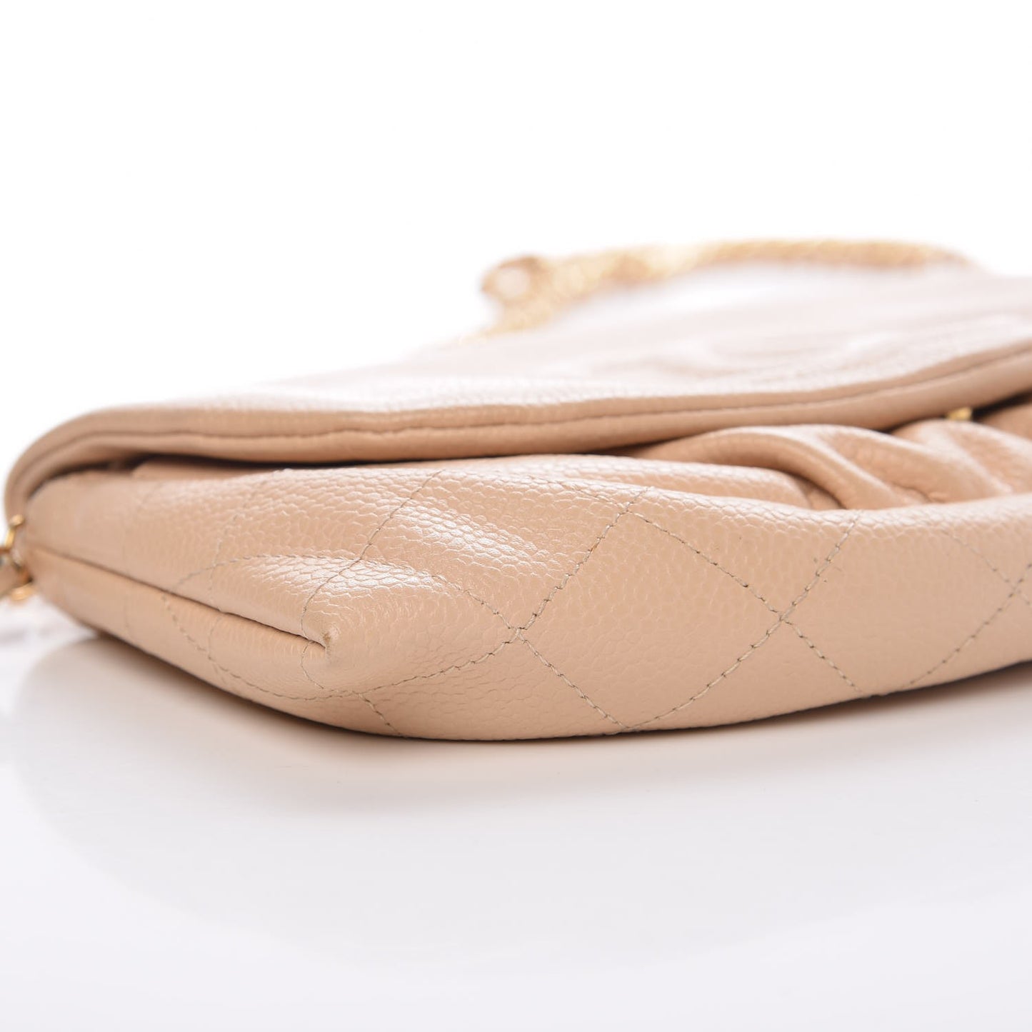Caviar Half Moon Wallet On Chain Light Beige