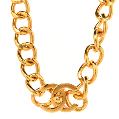 Chanel Chain Link CC Turn Lock Choker Necklace Gold 1 of 4