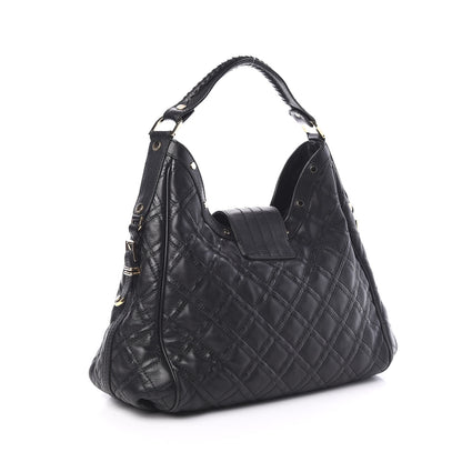 Versace Calfskin Greca Argyle Embossed Medusa Hobo Black 2 of 8