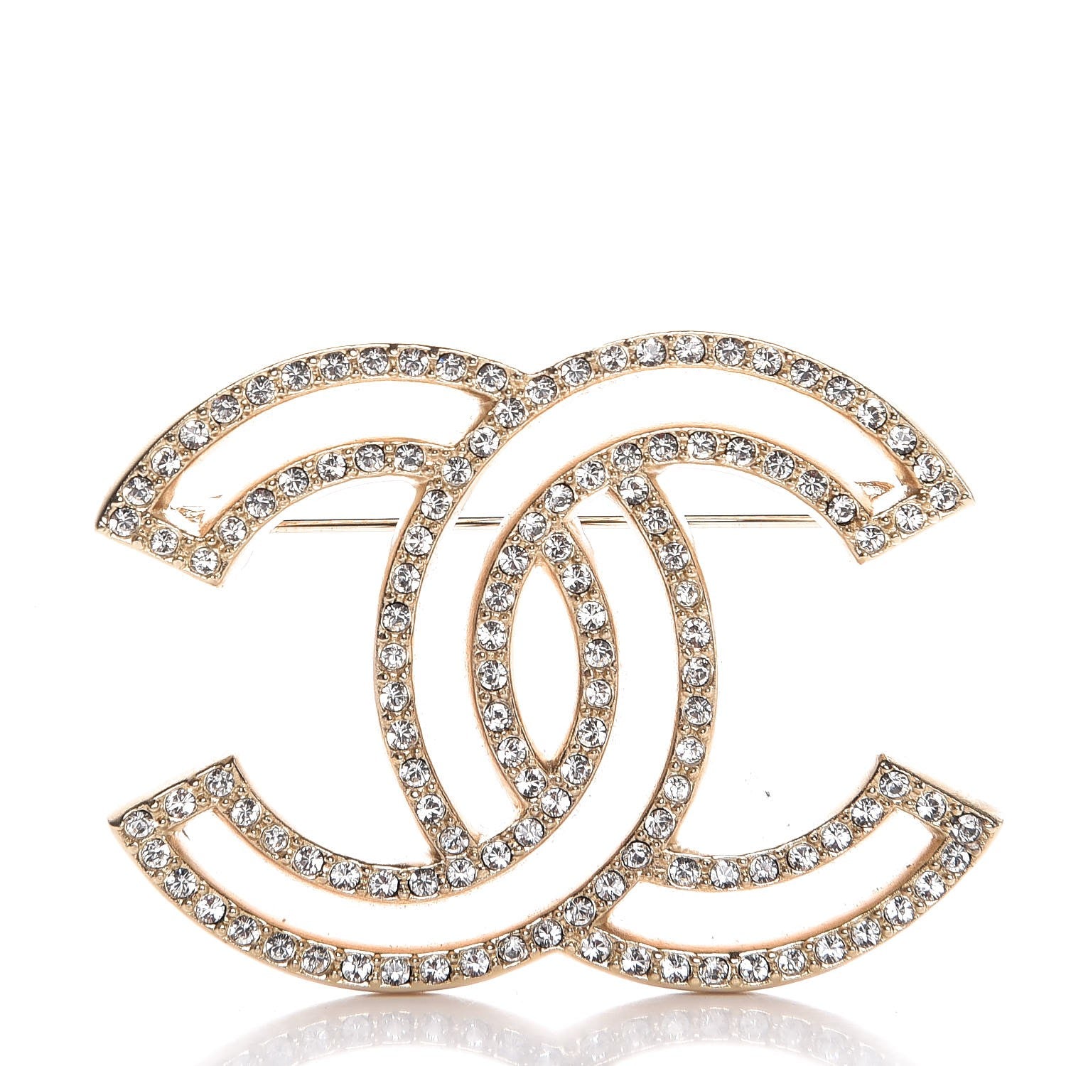 Chanel Crystal CC Brooch Gold 1 of 5