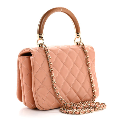 Chanel Lambskin Quilted Wood Mini Coco Handle Flap Beige 3 of 10