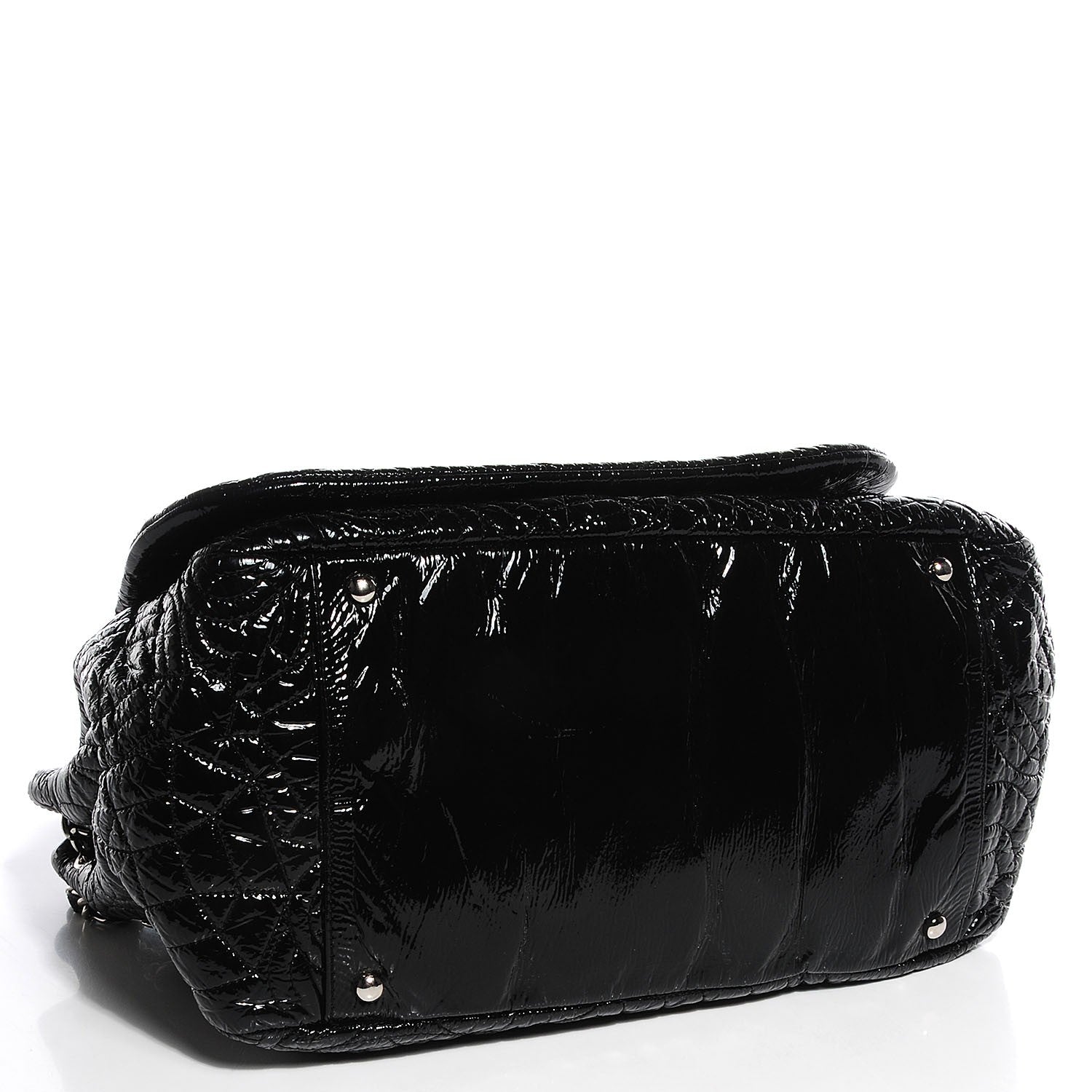Chanel Vinyl Graphic Edge Accordion Flap Bag Black 4 of 7