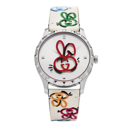 Gucci Stainless Steel Calfskin 38mm G-Timeless Capsule Collection Rabbit Quartz Watch 1 of 5