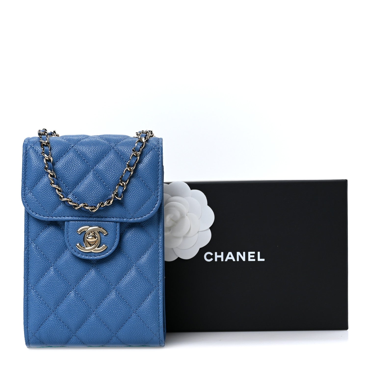Chanel Caviar Quilted Classic Phone Holder Blue 12 of 12