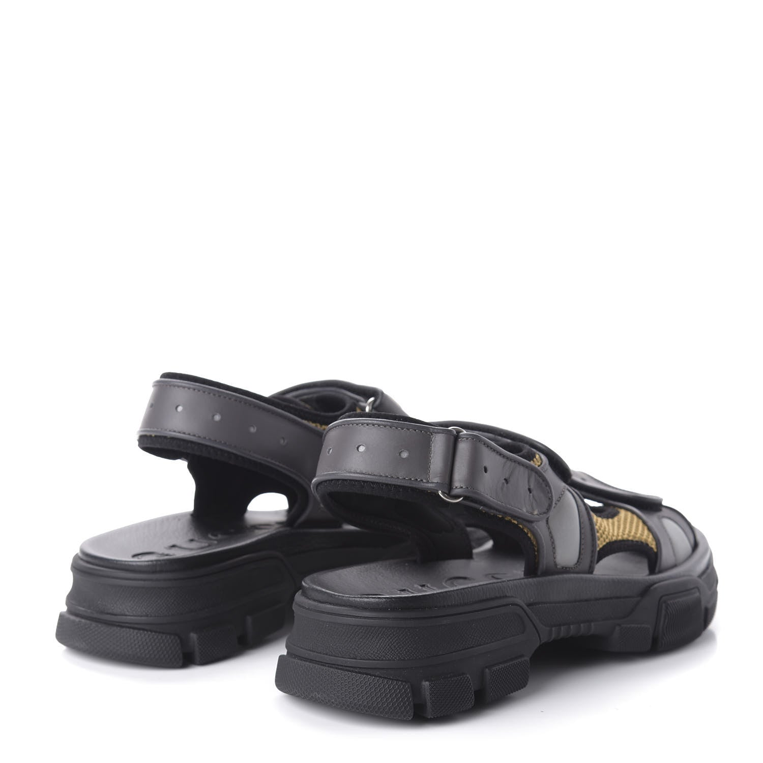 シェル吉 Gucci X SEGA Nappa Mesh Mens Aguru Sandals 9 Loess Black