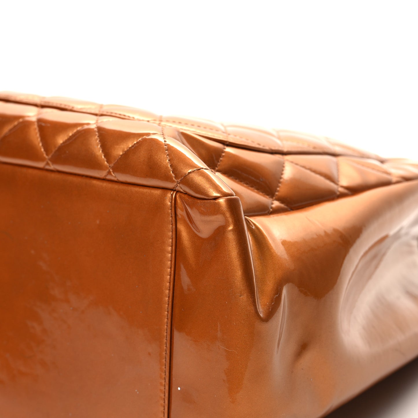 Metallic Patent Quilted Grand Shopping Tote GST Bronze