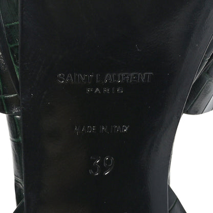 Saint Laurent Crocodile Embossed Tribute 75 Platform Sandals 39 Dark Green 7 of 7