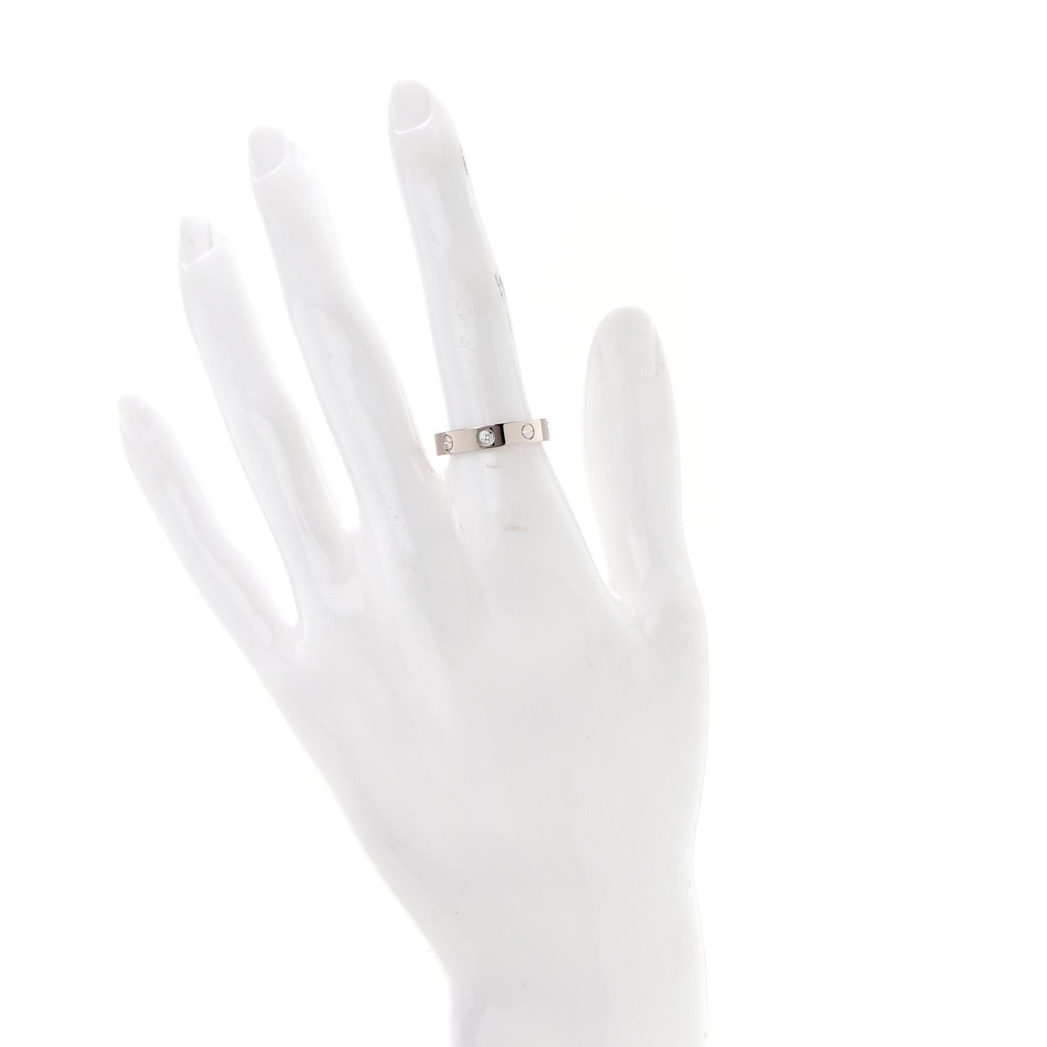 Cartier 18K White Gold Diamond 4mm LOVE Wedding Band Ring 54 6.75 2 of 5