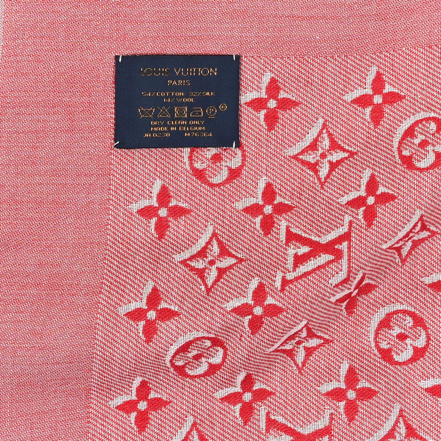 Louis Vuitton Silk Wool Monogram Umbra Shawl Rouge 3 of 3