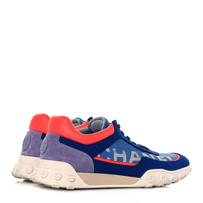 Chanel Wool Nylon Lambskin Suede Calfskin Womens Logo Sneakers 39 Blue Coral 4 of 9