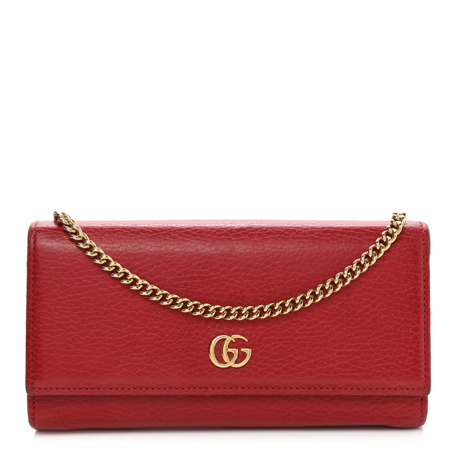 Dollar Calfskin Petite GG Marmont Wallet Chain Bag Hibiscus Red