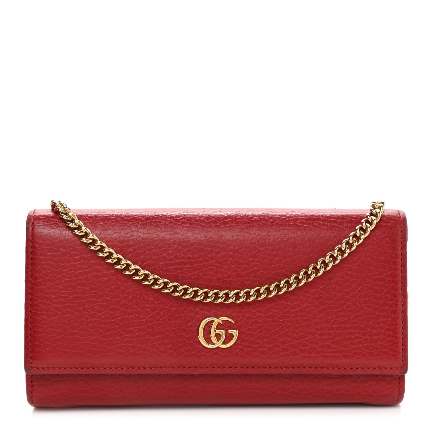 Gucci Dollar Calfskin Petite GG Marmont Wallet Chain Bag Hibiscus Red 1 of 14