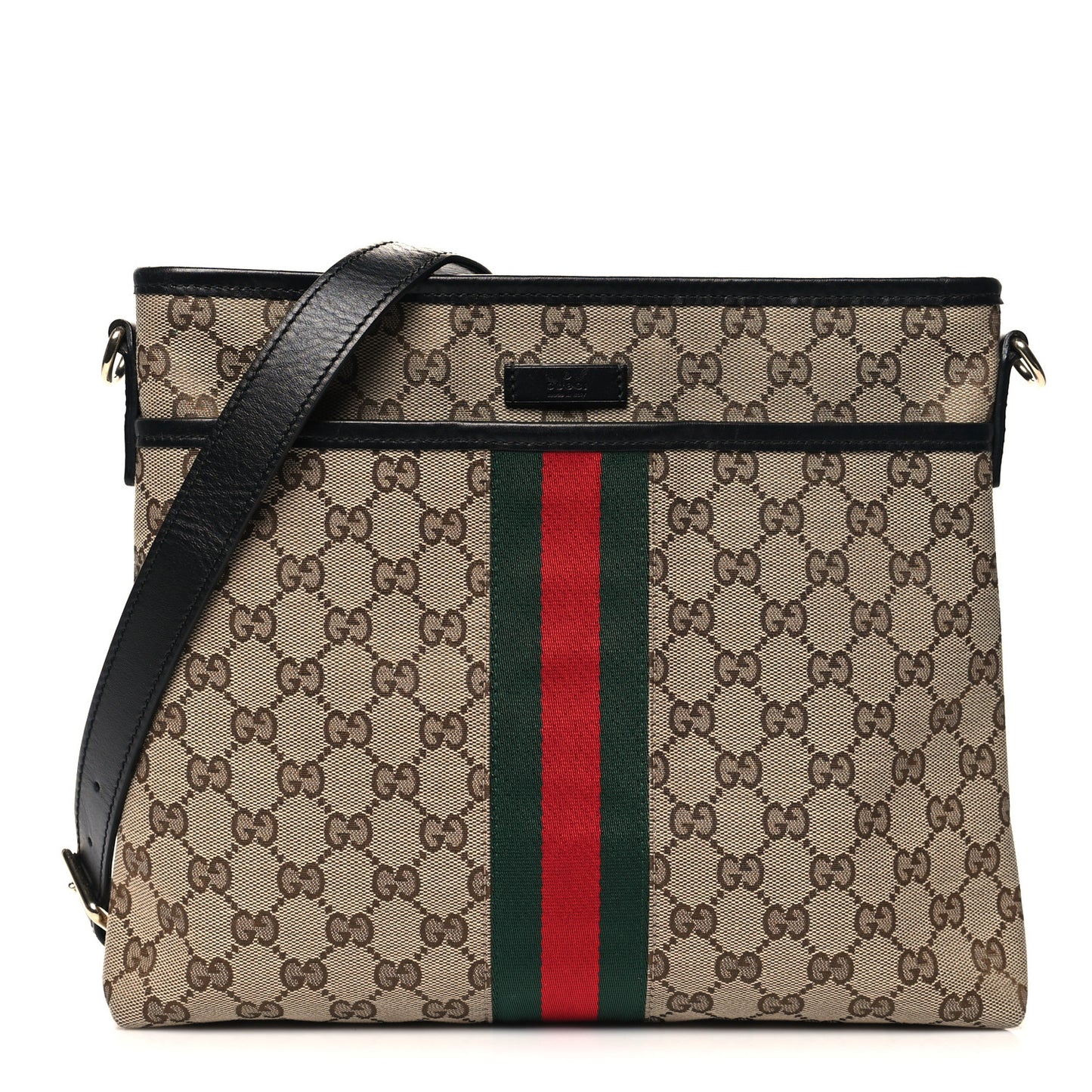 GG Monogram Web Flat Messenger Bag Black