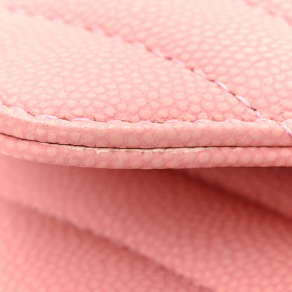Chanel Caviar Flat Chevron Quilted Medium Double Flap Pink 11 of 12