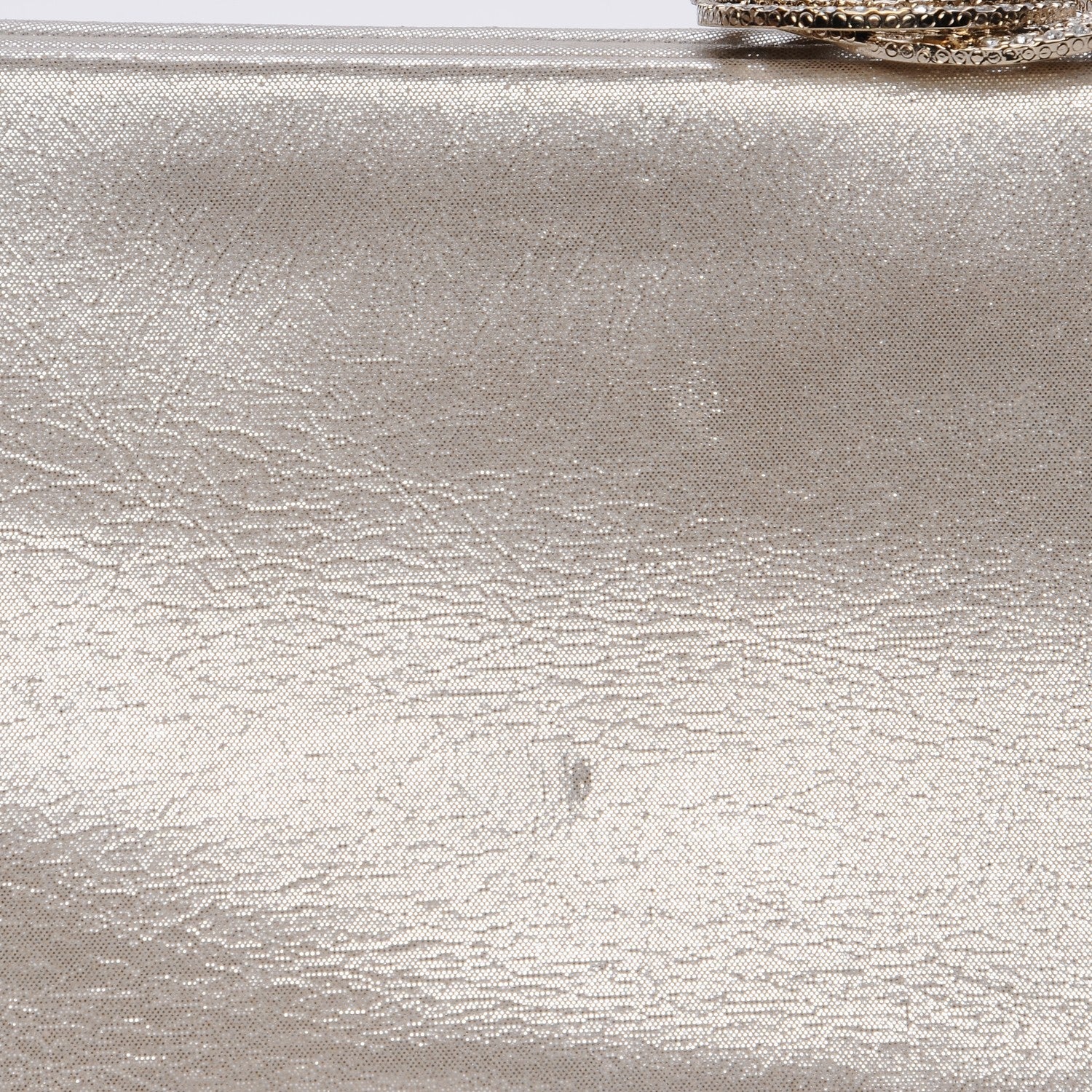 Chanel Iridescent Calfskin Crystal Camellia Evening Clutch Champagne 8 of 11
