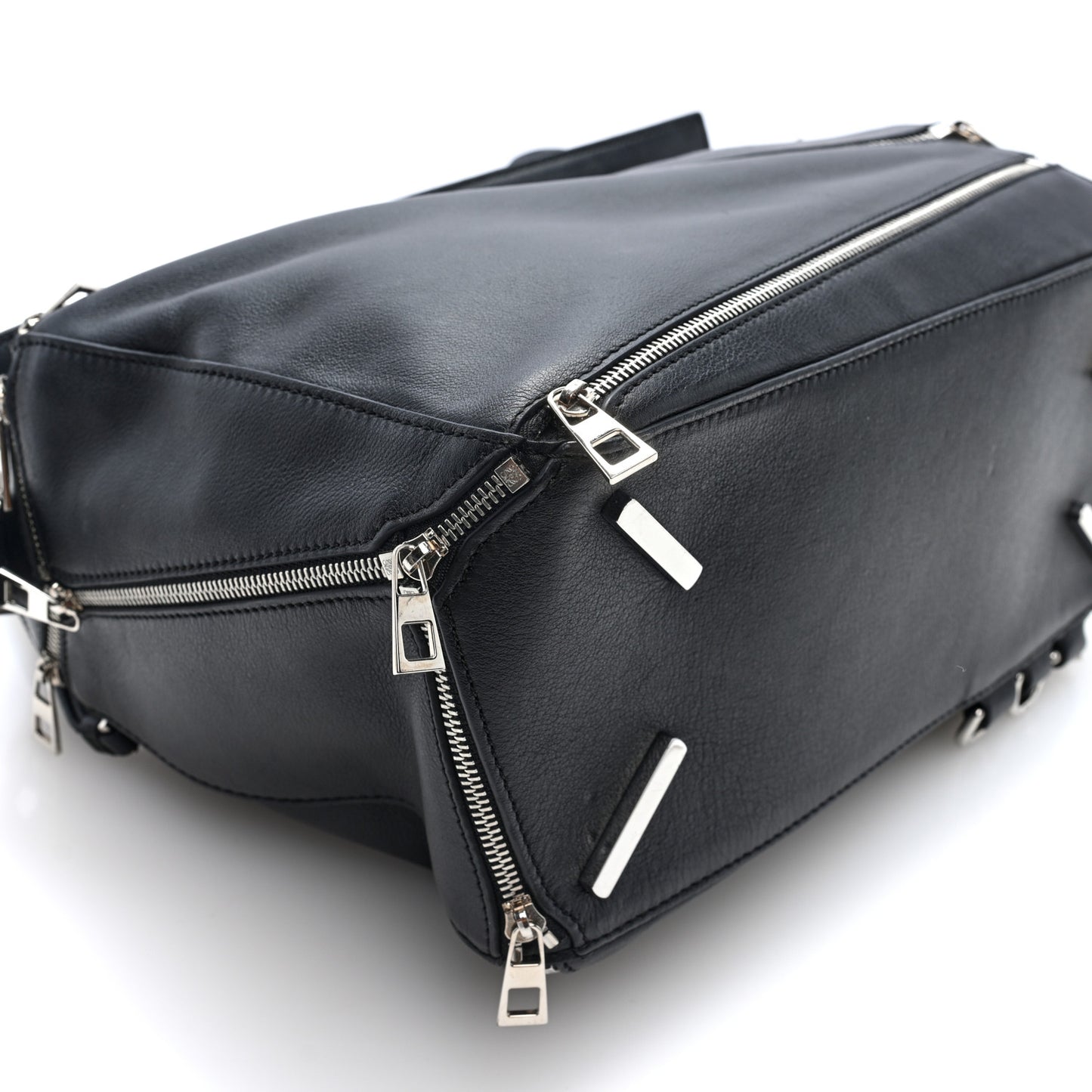 Calfskin Zipper Puzzle Bag Black