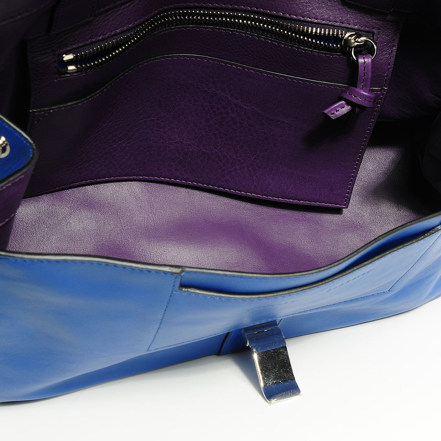 Leather Double Sided PS Courier Bag Royal Blue Veruca Salt