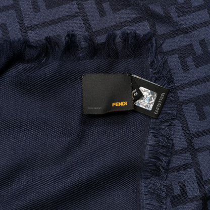 Fendi Silk Wool FF Shawl Blue 4 of 6
