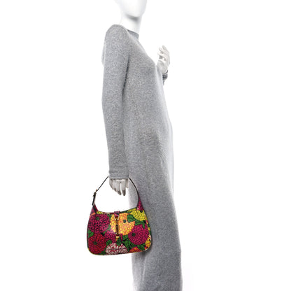 Gucci X KEN SCOTT Textured Calfskin Pomponica Print Small Jackie 1961 Hobo Multicolor Fuxia Pompon 2 of 10