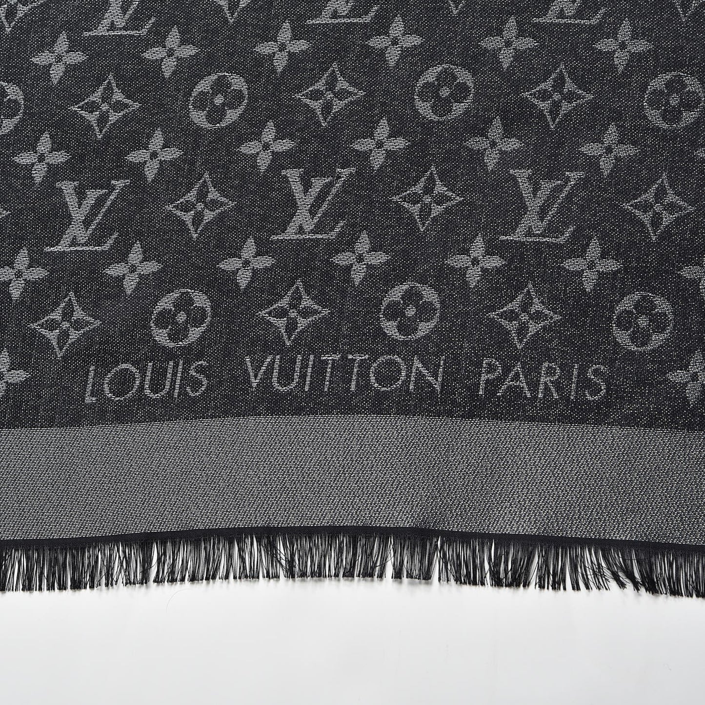 Silk Lurex Wool Monogram Shine Shawl Black