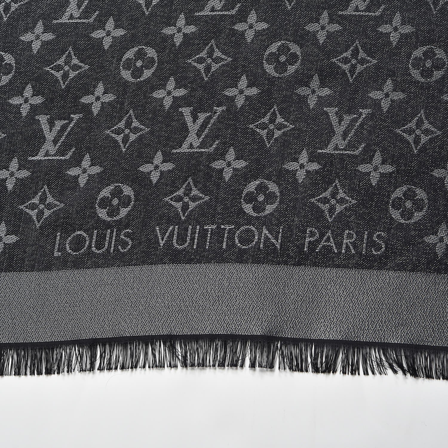 Louis Vuitton Silk Lurex Wool Monogram Shine Shawl Black 3 of 4
