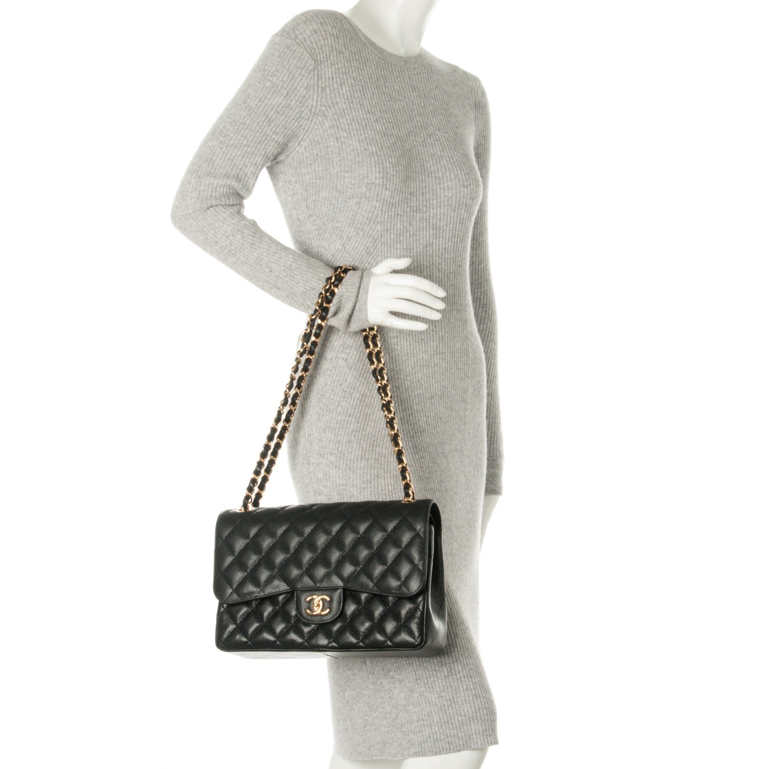 Chanel Caviar Quilted Jumbo Double Flap Black 2 of 9