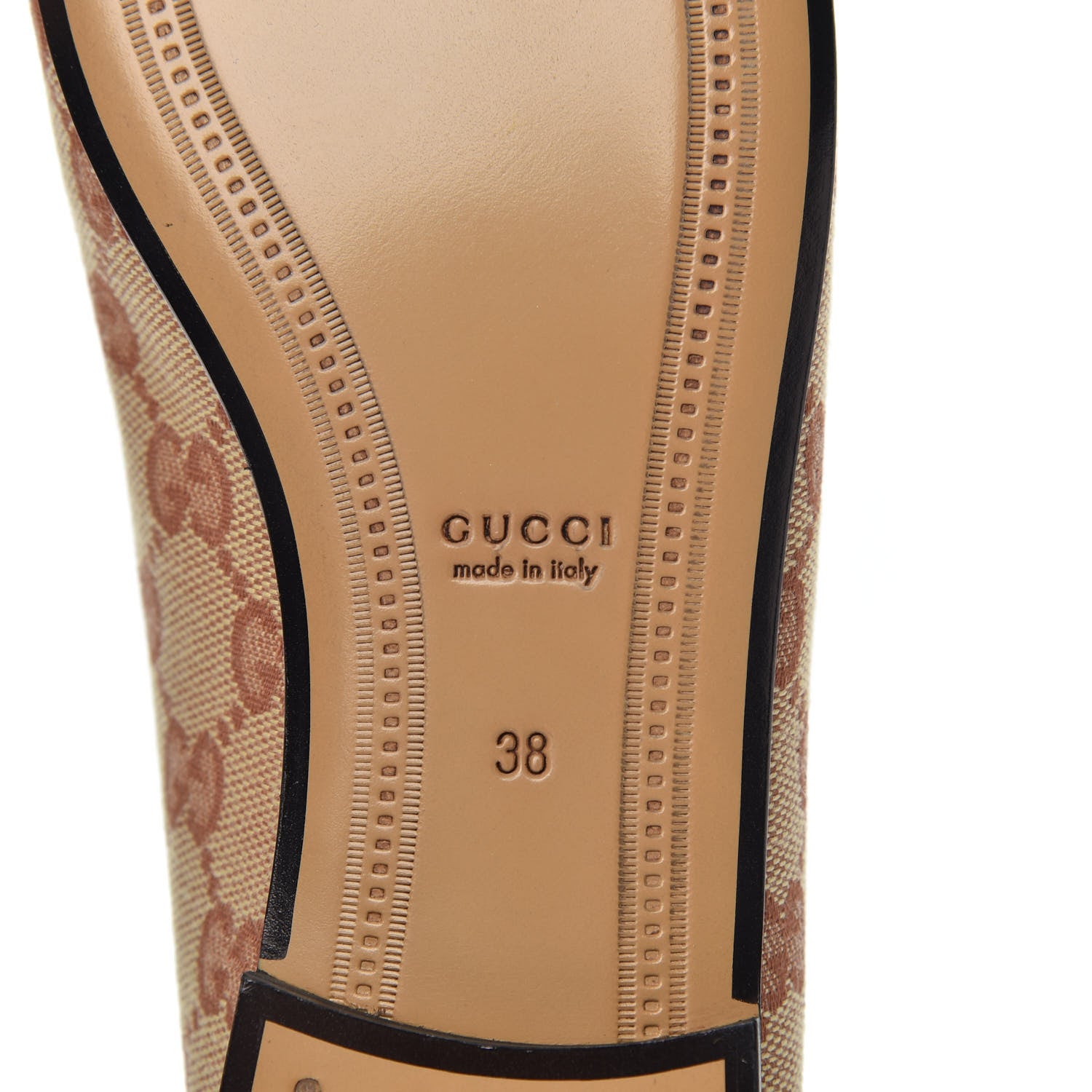 Gucci Canvas GG Monogram Horsebit Womens Jordaan Loafers 38 Beige Ruggine Rust 7 of 9