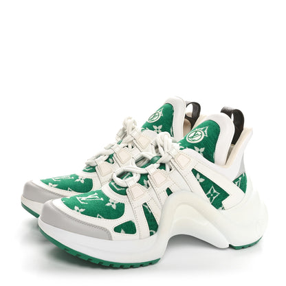 Louis Vuitton Jacquard Velvet Monogram LV Archlight Sneakers 39.5 White Vert 4 of 9
