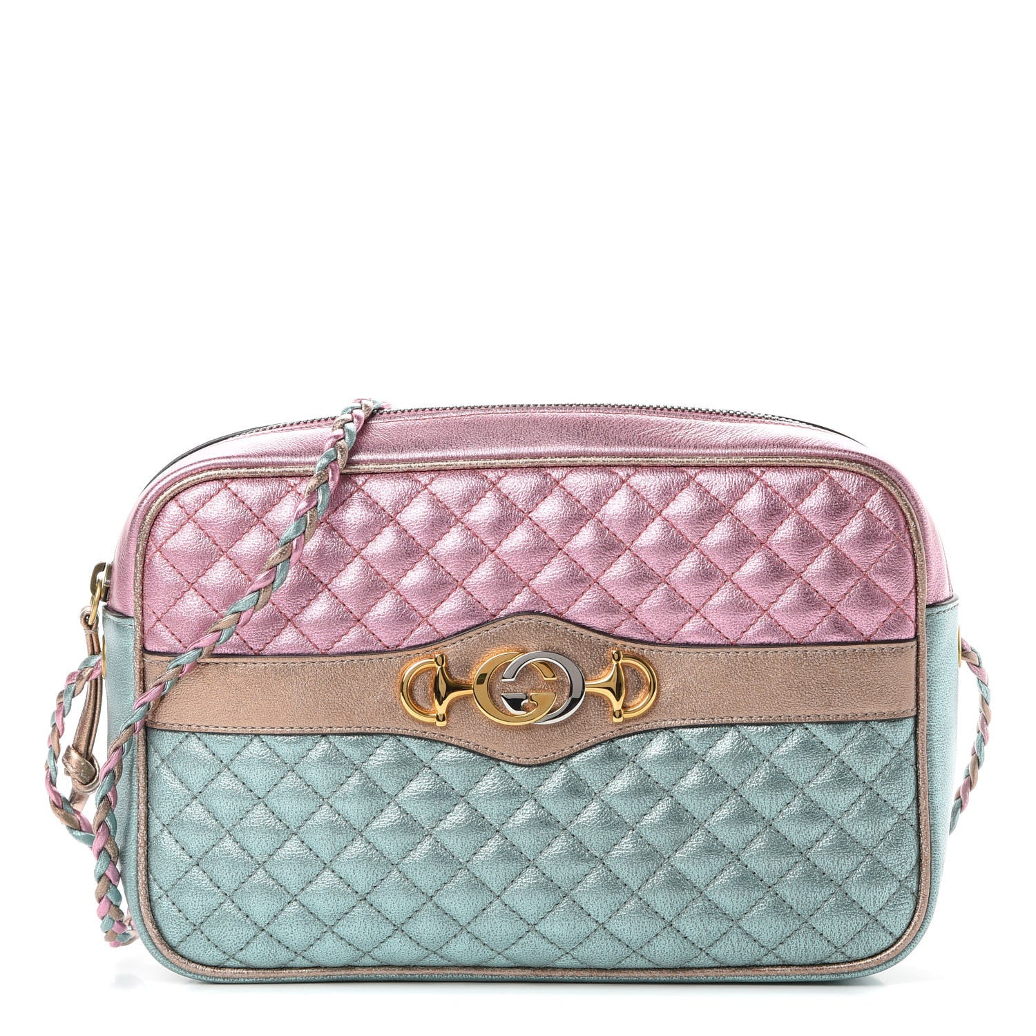 Gucci Laminated Nappa Trapuntata Small Zumi Shoulder Bag Rosa Lago Rame 1 of 10