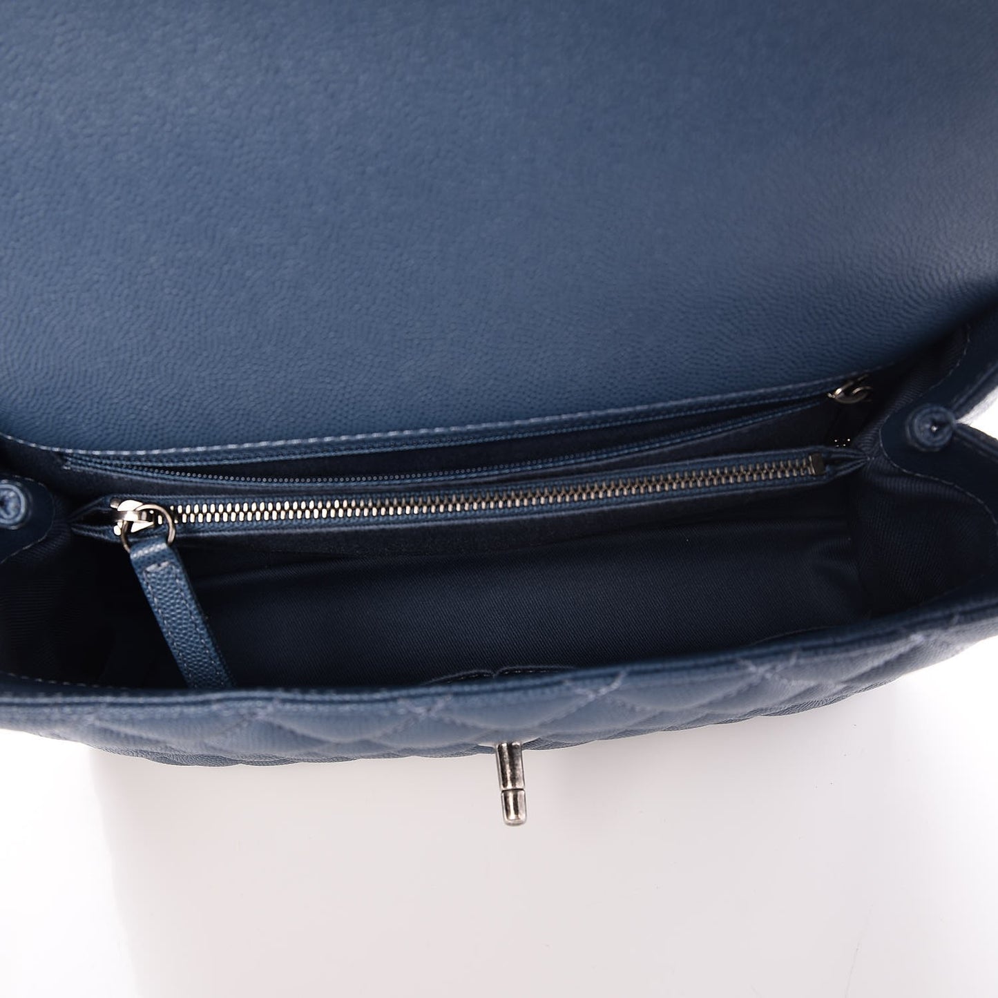 Caviar Quilted Small Coco Handle Flap Blue