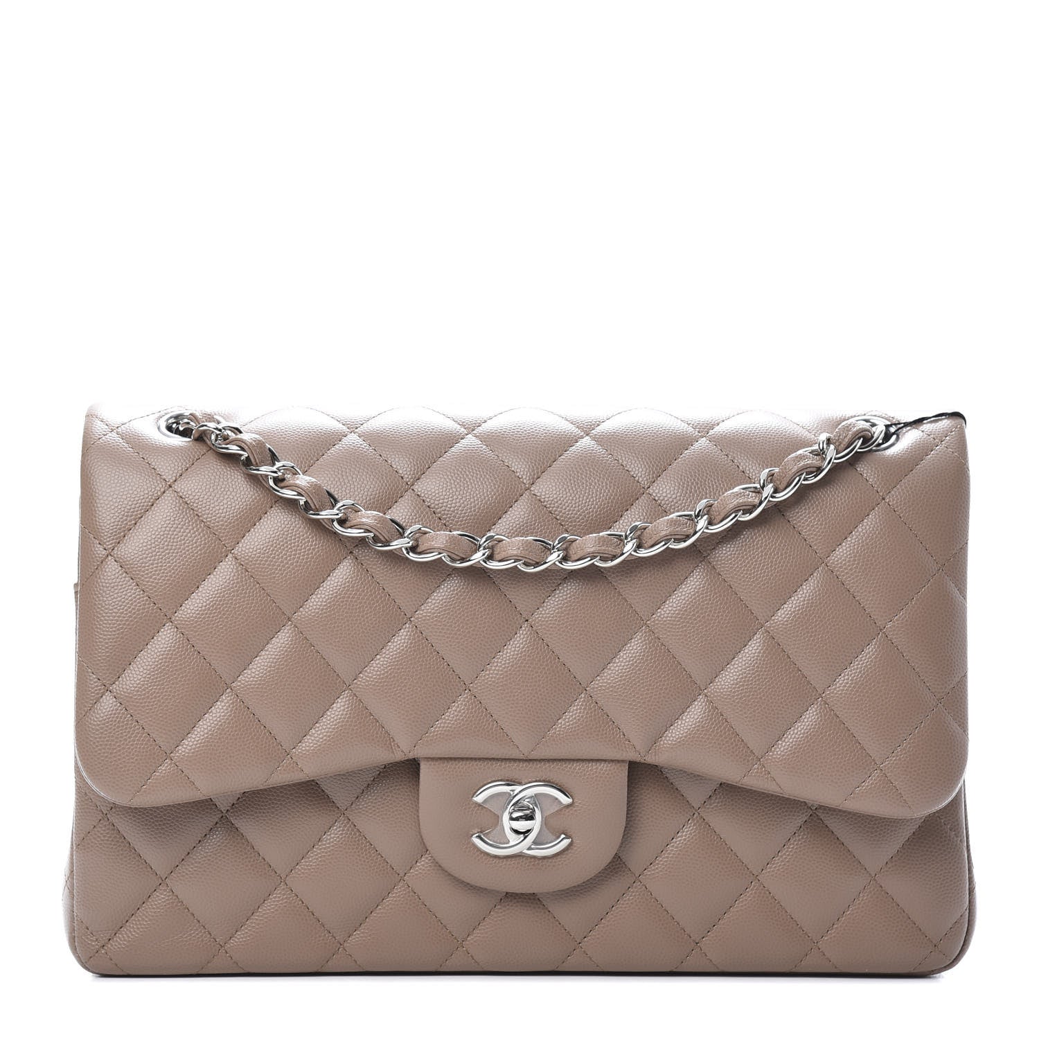 Chanel Caviar Quilted Jumbo Double Flap Dark Beige 1 of 11