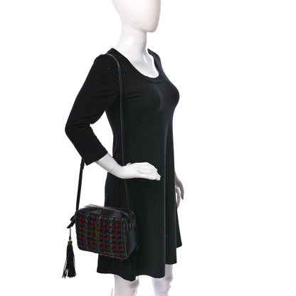 Saint Laurent Tweed Calfskin Monogram Lou Camera Bag Black 2 of 9