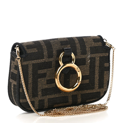 Fendi Fabric Jacquard FF 1974 Nano Baguette Charm Tobacco Moro Black 3 of 11