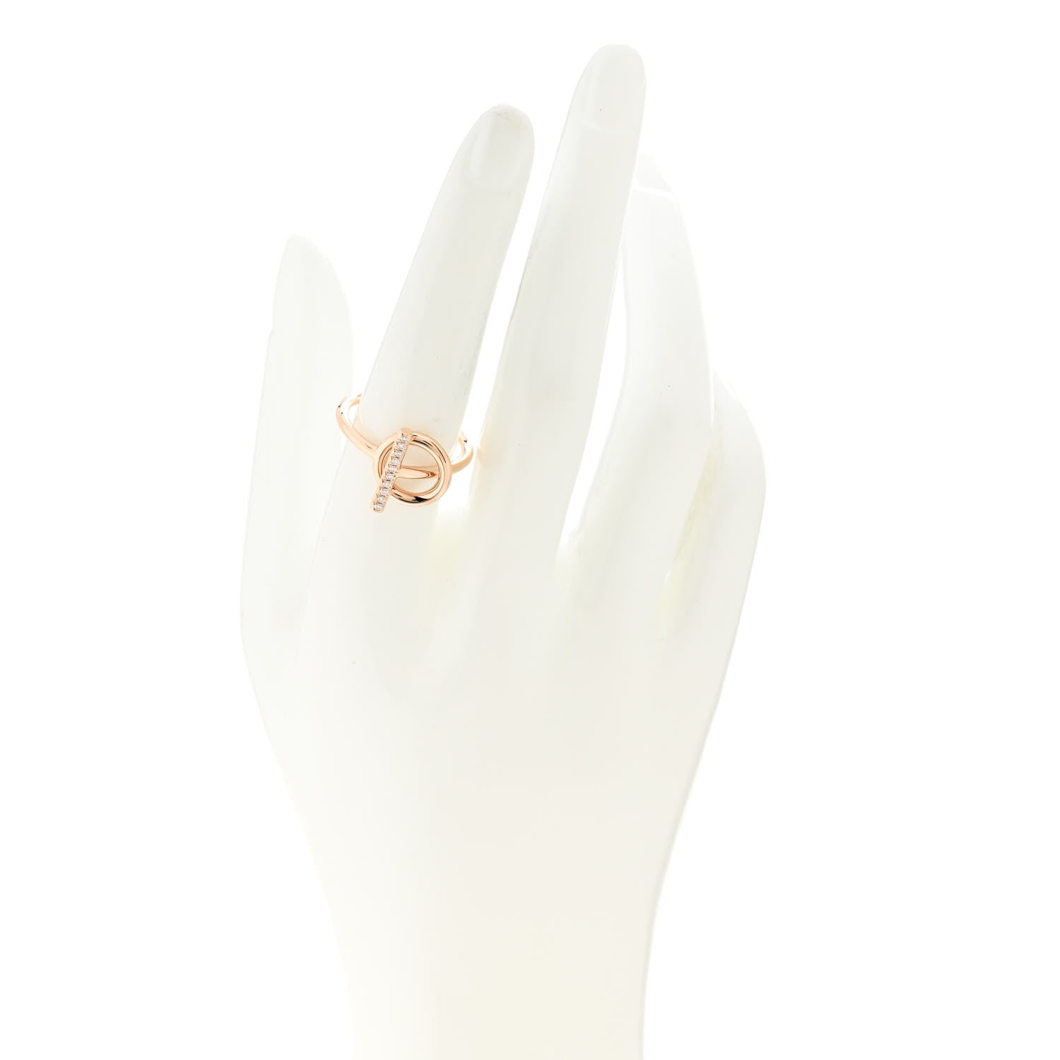 Hermes 18K Rose Gold Diamond PM Echappee Ring 56 7.5 2 of 6