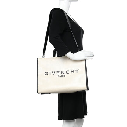 Givenchy Canvas Logo 4G Embossed Medium Tote Beige Black 2 of 11