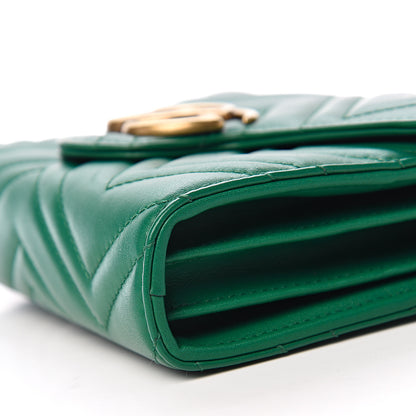 Gucci Calfskin Matelasse GG Marmont Chain Wallet Emerald Green 9 of 10