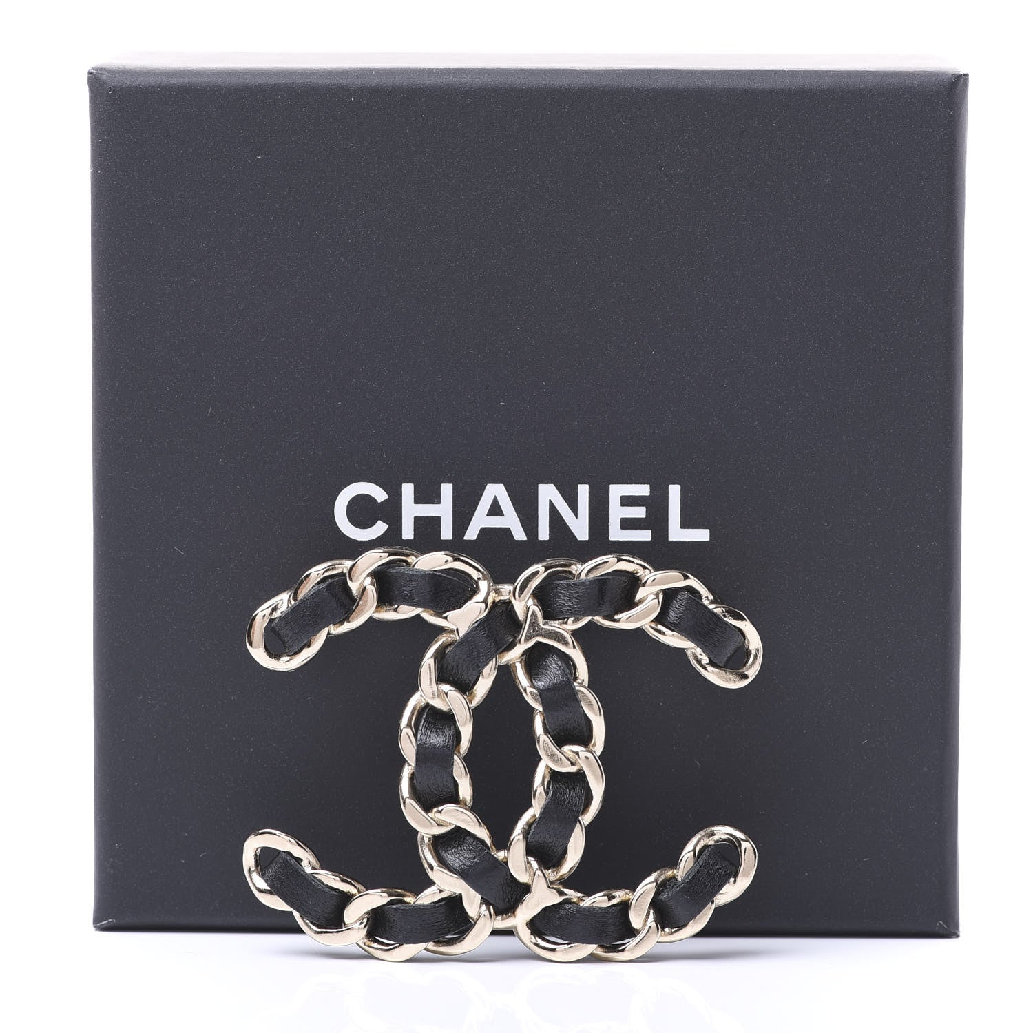 Chanel Lambskin Chain CC Brooch Black Gold 5 of 5