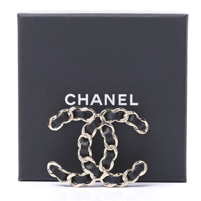 Chanel Lambskin Chain CC Brooch Black Gold 5 of 5