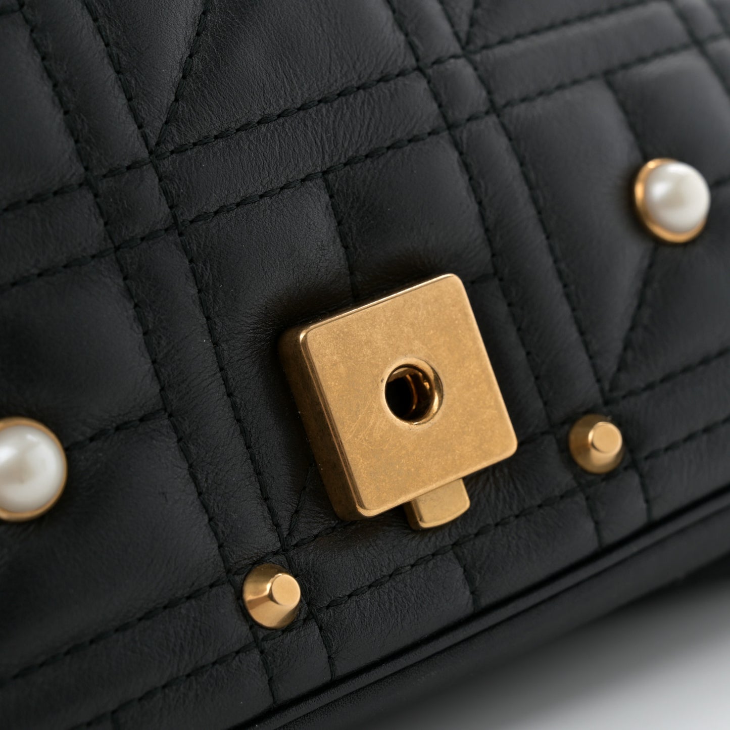 Calfskin Matelasse Studded Mini Pearly GG Marmont Shoulder Bag Black