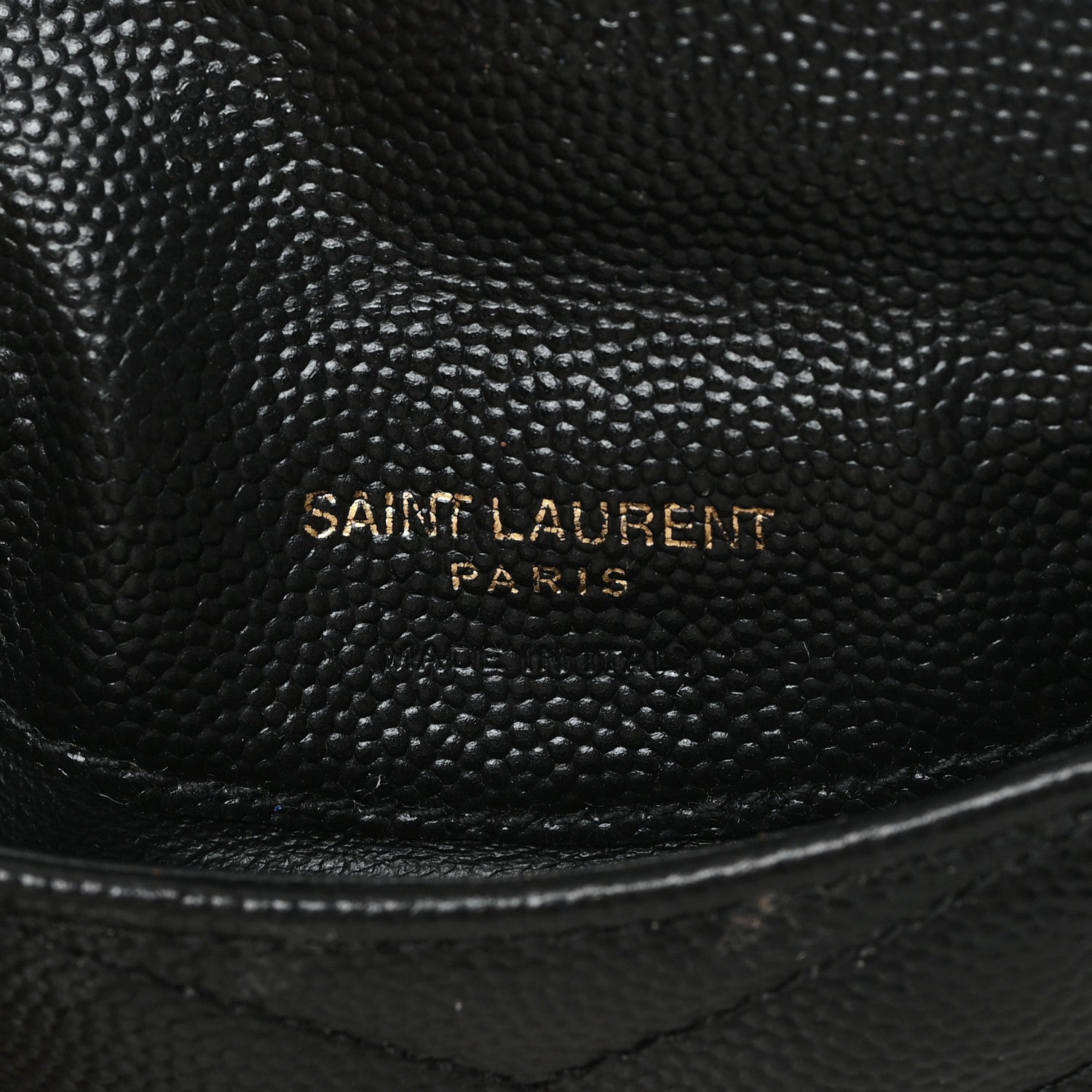 Saint Laurent Grain De Poudre Matelasse Chevron Monogram Compact Wallet Black 7 of 8