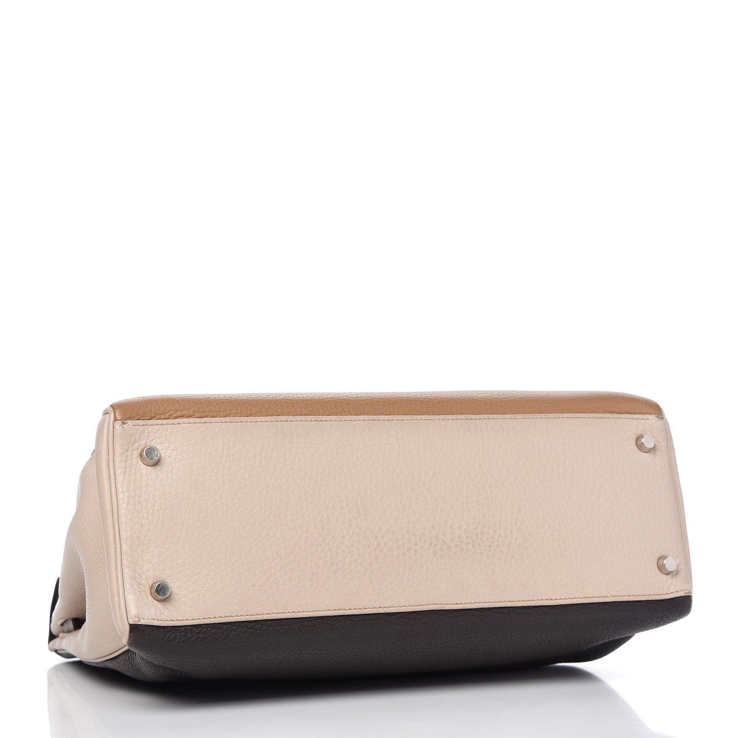 Hermes Taurillon Clemence Tri-Color Kelly Retourne 35 Tabac Camel Ecorce Craie 4 of 13