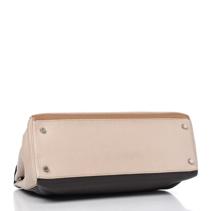 Hermes Taurillon Clemence Tri-Color Kelly Retourne 35 Tabac Camel Ecorce Craie 4 of 13
