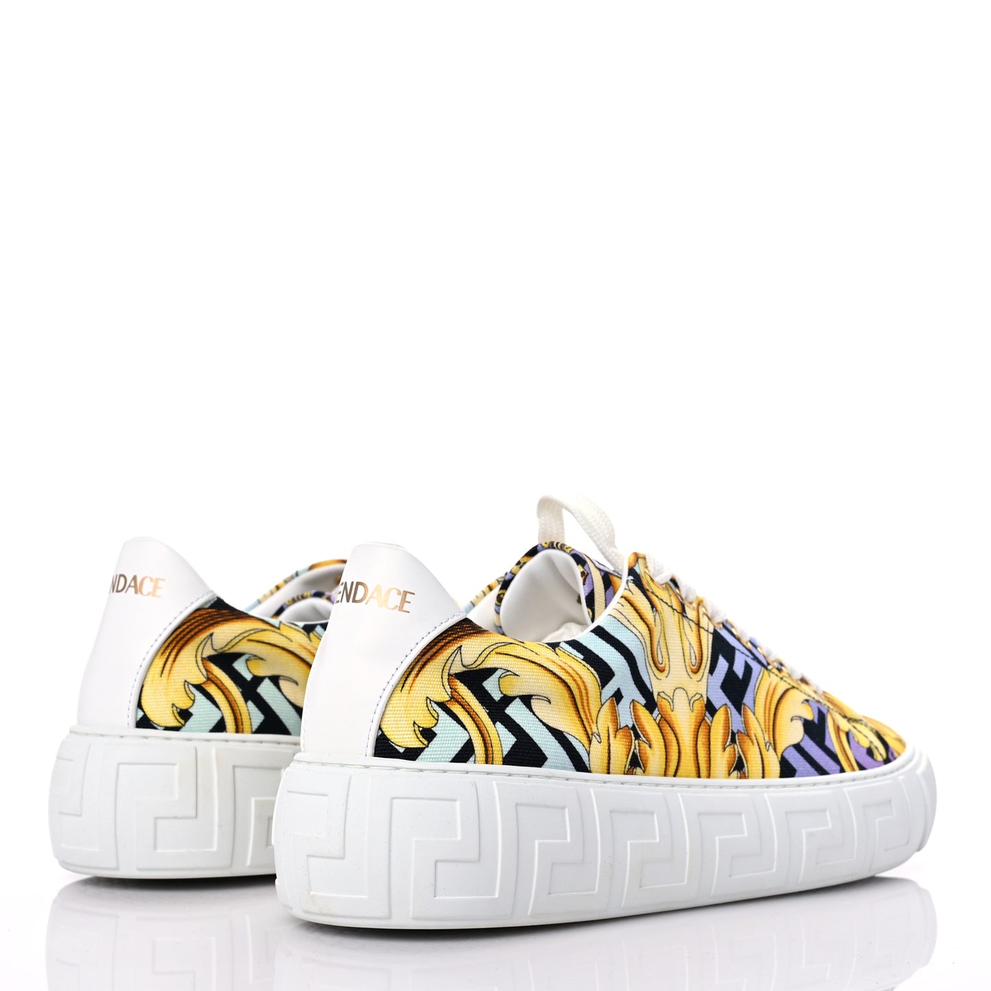 X FENDI Fabric FF Baroque Fendace Greca Sneakers 40 Gold Multicolor
