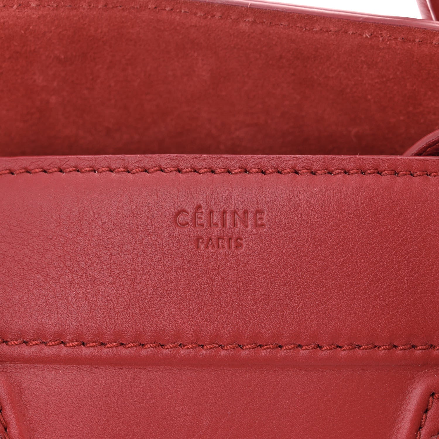 Celine Supple Calfskin Medium Phantom Luggage Red 6 of 14
