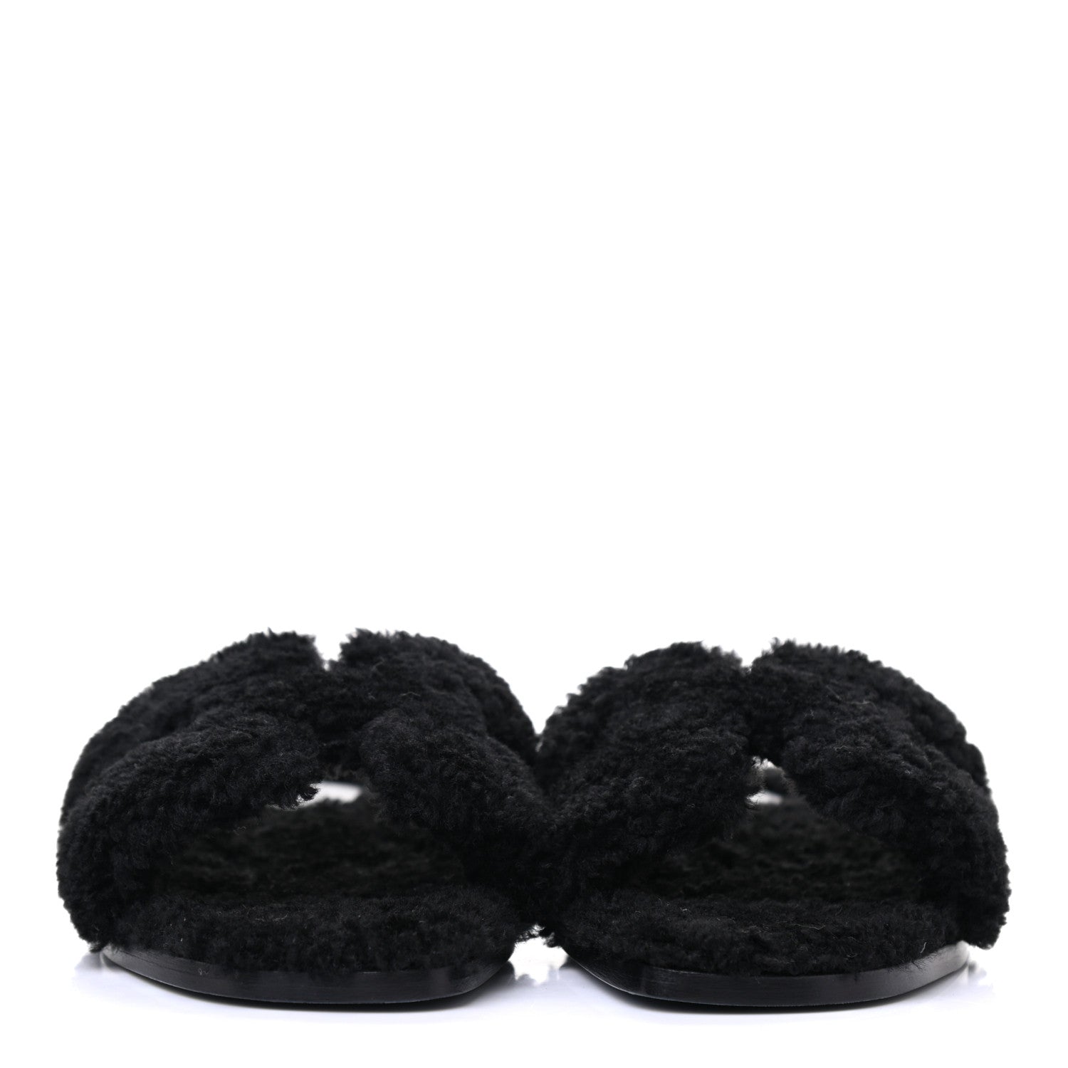 Hermes Woolskin Oran Sandals 37 Black 2 of 9