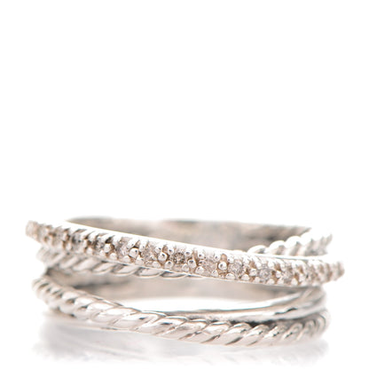 David Yurman Sterling Silver Diamond 7mm Crossover Ring 49 5 1 of 5