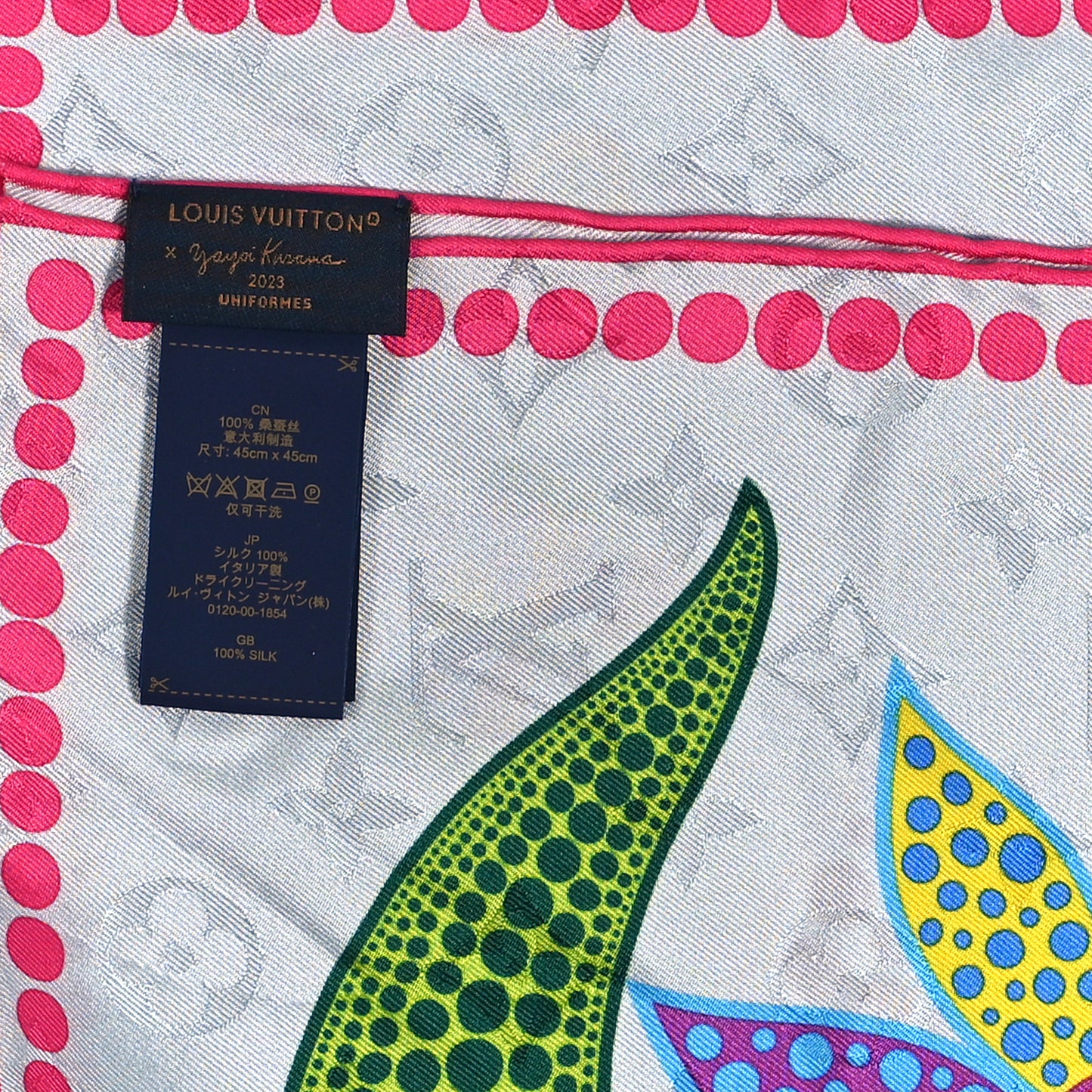 Silk Monogram LV x YK Kusama Flowers Square 45 Scarf Blue