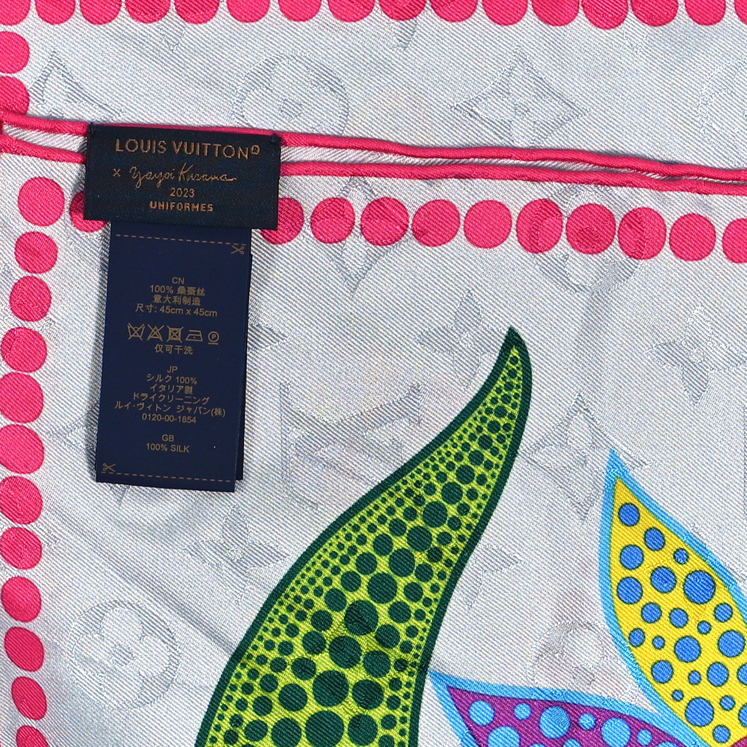 Louis Vuitton Silk Monogram LV x YK Kusama Flowers Square 45 Scarf Blue 3 of 3